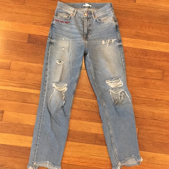 h&m ripped mom jeans